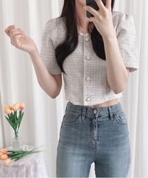 SONA | SONYUNARA 真珠ボタンツイードカーディガン(カーディガン/ボレロ)