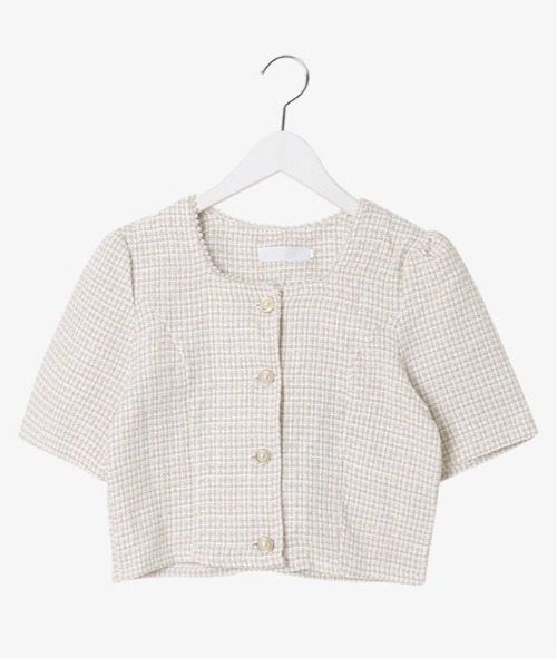 SONA（ソナ）の「SONYUNARA 真珠ボタンツイードカーディガン（カーディガン/ボレロ・レディース・ベージュ/スカイブルー/ピンク・FREE）」の14枚目の写真