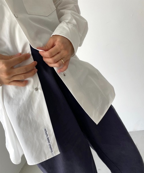 CANAL JEAN（キャナルジーン）の「RCW BLUE LABEL(ブルーレーベル) "OCEANS BIRDS STREETS"ルーズシャツ（シャツ/ブラウス・レディース・ホワイト/ブルー・38）」の8枚目の写真