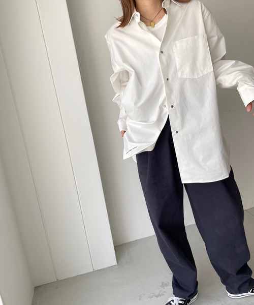 CANAL JEAN（キャナルジーン）の「RCW BLUE LABEL(ブルーレーベル) "OCEANS BIRDS STREETS"ルーズシャツ（シャツ/ブラウス・レディース・ホワイト/ブルー・38）」の10枚目の写真