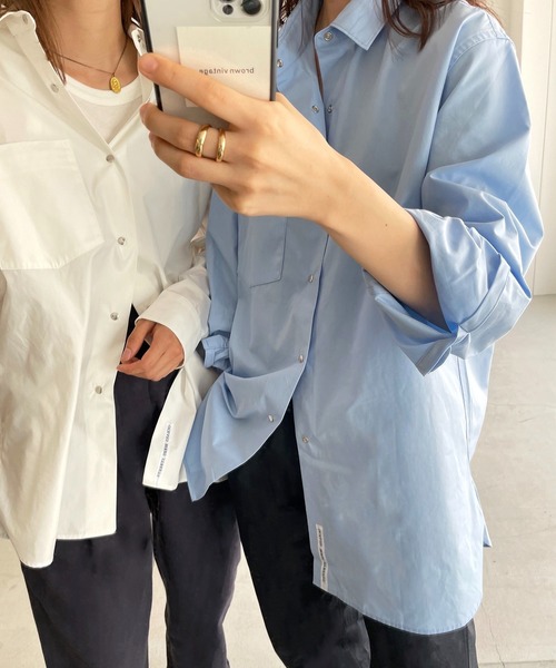 CANAL JEAN（キャナルジーン）の「RCW BLUE LABEL(ブルーレーベル) "OCEANS BIRDS STREETS"ルーズシャツ（シャツ/ブラウス・レディース・ホワイト/ブルー・38）」の12枚目の写真