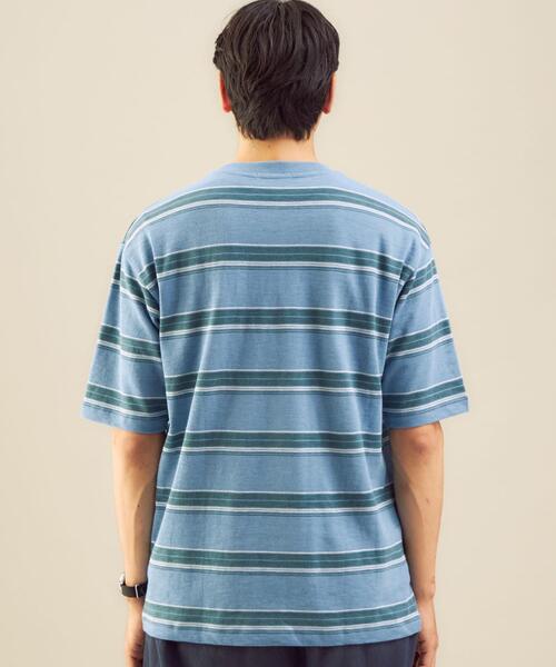 green label relaxing（グリーンレーベルリラクシング）の「OLT＜green label relaxing＞スラブボーダー クルーネック 半袖 Tシャツ（Tシャツ/カットソー・メンズ・ライトブルー/オフホワイト・LARGE/X-LARGE/MEDIUM/SMALL）」の15枚目の写真