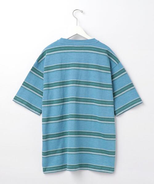 green label relaxing（グリーンレーベルリラクシング）の「OLT＜green label relaxing＞スラブボーダー クルーネック 半袖 Tシャツ（Tシャツ/カットソー・メンズ・ライトブルー/オフホワイト・LARGE/X-LARGE/MEDIUM/SMALL）」の7枚目の写真