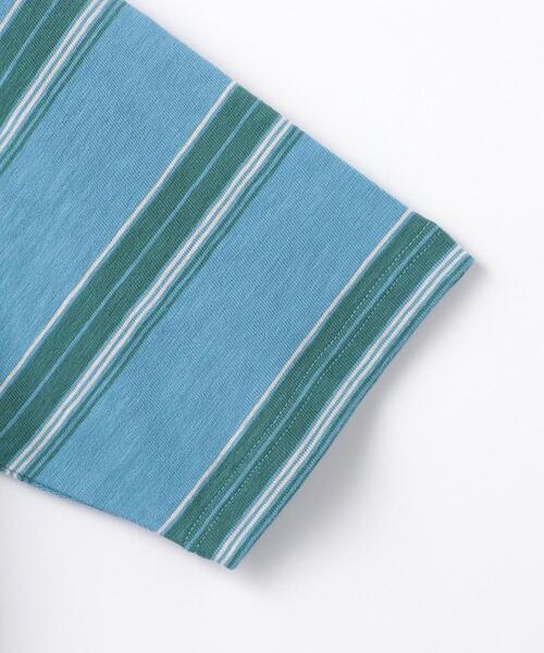 green label relaxing（グリーンレーベルリラクシング）の「OLT＜green label relaxing＞スラブボーダー クルーネック 半袖 Tシャツ（Tシャツ/カットソー・メンズ・ライトブルー/オフホワイト・LARGE/X-LARGE/MEDIUM/SMALL）」の6枚目の写真