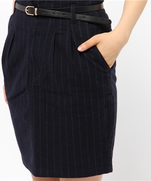 Heather（ヘザー）の「ピンストコクーンスカート　555159（スカート・レディース・ブラック×ホワイト/グリーン系その他/レッド系その他・MEDIUM/SMALL）」の9枚目の写真