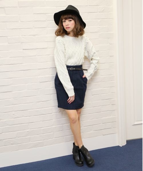 Heather（ヘザー）の「ピンストコクーンスカート　555159（スカート・レディース・ブラック×ホワイト/グリーン系その他/レッド系その他・MEDIUM/SMALL）」の20枚目の写真