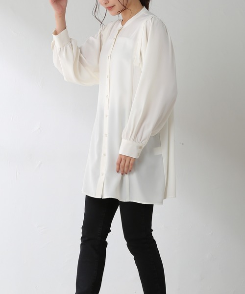 GLACIER（グラシア）の「ボリューム袖ブラウス（シャツ/ブラウス・レディース・ブラック/ライム/モカ/ブルー系その他/アイボリー・S/M/L）」の2枚目の写真