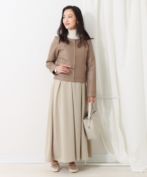 libelle more(リベル モア)の「フェイクレザー ノーカラージャケット(ノーカラージャケット・レディース・ブラック/ベージュ/アイボリー・M/L)」の21枚目の写真