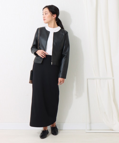 libelle more(リベル モア)の「フェイクレザー ノーカラージャケット(ノーカラージャケット・レディース・ブラック/ベージュ/アイボリー・M/L)」の7枚目の写真