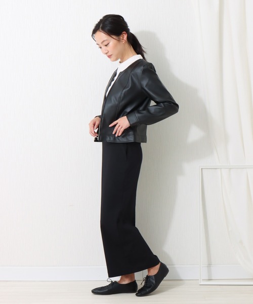 libelle more(リベル モア)の「フェイクレザー ノーカラージャケット(ノーカラージャケット・レディース・ブラック/ベージュ/アイボリー・M/L)」の8枚目の写真