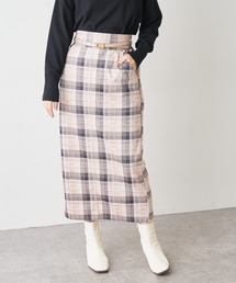 natural couture | ベルト付きポンチスエードタイトスカート Lサイズ(スカート)