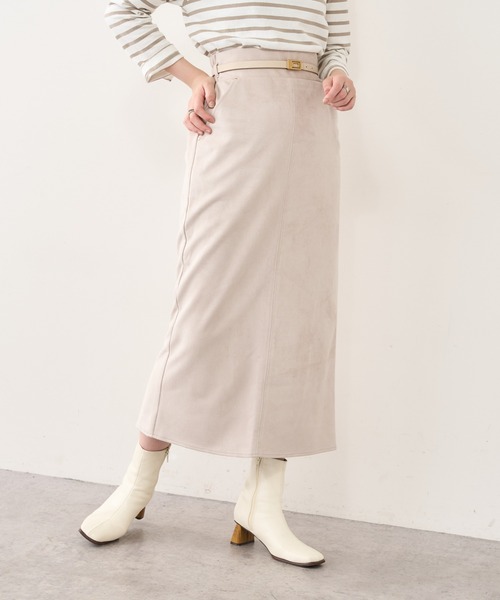 natural couture（ナチュラルクチュール）の「ベルト付きポンチスエードタイトスカート Lサイズ（スカート・レディース・パープル/その他2/サックスブルー/スミクロ/アイボリー/その他1・LARGE）」の8枚目の写真