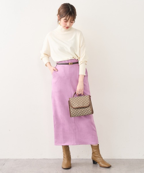 natural couture（ナチュラルクチュール）の「ベルト付きポンチスエードタイトスカート Lサイズ（スカート・レディース・パープル/その他2/サックスブルー/スミクロ/アイボリー/その他1・LARGE）」の18枚目の写真