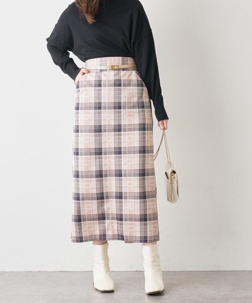 natural couture（ナチュラルクチュール）の「ベルト付きポンチスエードタイトスカート Lサイズ（スカート・レディース・パープル/その他2/サックスブルー/スミクロ/アイボリー/その他1・LARGE）」の20枚目の写真