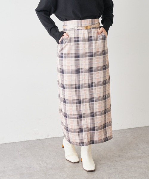 natural couture（ナチュラルクチュール）の「ベルト付きポンチスエードタイトスカート Lサイズ（スカート・レディース・パープル/その他2/サックスブルー/スミクロ/アイボリー/その他1・LARGE）」の19枚目の写真