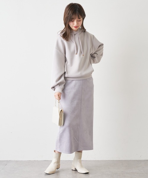 natural couture（ナチュラルクチュール）の「ベルト付きポンチスエードタイトスカート Lサイズ（スカート・レディース・パープル/その他2/サックスブルー/スミクロ/アイボリー/その他1・LARGE）」の15枚目の写真