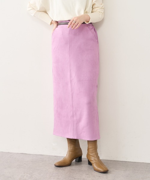 natural couture（ナチュラルクチュール）の「ベルト付きポンチスエードタイトスカート Lサイズ（スカート・レディース・パープル/その他2/サックスブルー/スミクロ/アイボリー/その他1・LARGE）」の16枚目の写真