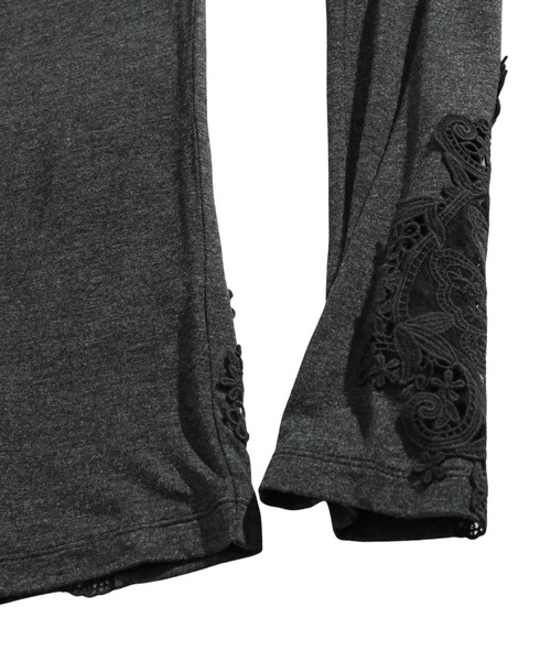 iS ScoLar（イズスカラー）の「蝶オリジナル裾レースレギンス（レギンス/スパッツ・レディース・ブラック/チャコールグレー・M）」の6枚目の写真