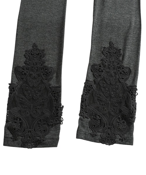 iS ScoLar（イズスカラー）の「蝶オリジナル裾レースレギンス（レギンス/スパッツ・レディース・ブラック/チャコールグレー・M）」の9枚目の写真