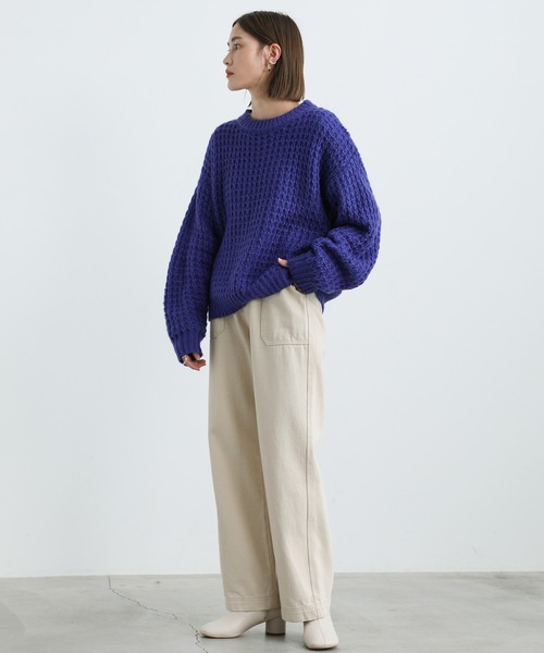 select MOCA(セレクトモカ)の「2021 AW クルーネックワッフル編みニット(ニット/セーター・レディース・ブルー/グリーン・FREE)」の15枚目の写真