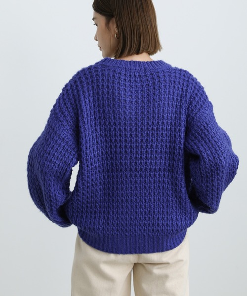 select MOCA(セレクトモカ)の「2021 AW クルーネックワッフル編みニット(ニット/セーター・レディース・ブルー/グリーン・FREE)」の9枚目の写真