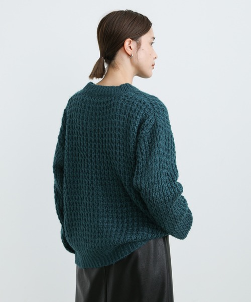 select MOCA(セレクトモカ)の「2021 AW クルーネックワッフル編みニット(ニット/セーター・レディース・ブルー/グリーン・FREE)」の12枚目の写真