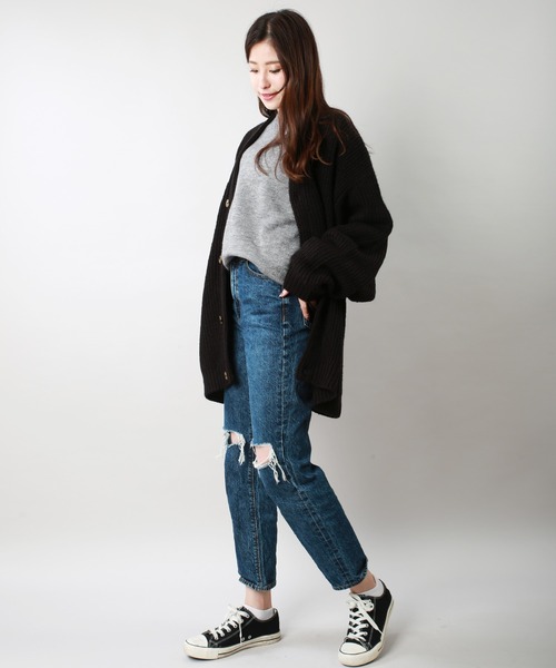 WESTSEA（ウエストシー）の「モヘヤタッチ ボリュームスリーブＶ オーバーサイズカーディガン（カーディガン/ボレロ・メンズ・ライトグレー/モカ/キャメル/ブルー/ブラック/グリーン/オフホワイト/グレイッシュベージュ/グリーン系その他/ブルー系その他・M/L）」の16枚目の写真