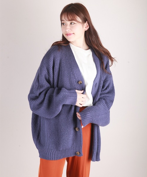 WESTSEA（ウエストシー）の「モヘヤタッチ ボリュームスリーブＶ オーバーサイズカーディガン（カーディガン/ボレロ・メンズ・ライトグレー/モカ/キャメル/ブルー/ブラック/グリーン/オフホワイト/グレイッシュベージュ/グリーン系その他/ブルー系その他・M/L）」の21枚目の写真