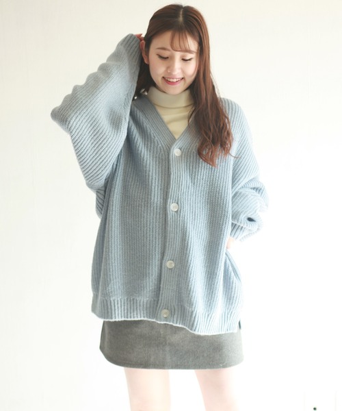 WESTSEA(ウエストシー)の「モヘヤタッチ ボリュームスリーブV オーバーサイズカーディガン(カーディガン/ボレロ・メンズ・ライトグレー/モカ/キャメル/ブルー/ブラック/グリーン/オフホワイト/グレイッシュベージュ/グリーン系その他/ブルー系その他・M/L)」の18枚目の写真
