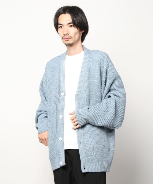 WESTSEA(ウエストシー)の「モヘヤタッチ ボリュームスリーブV オーバーサイズカーディガン(カーディガン/ボレロ・メンズ・ライトグレー/モカ/キャメル/ブルー/ブラック/グリーン/オフホワイト/グレイッシュベージュ/グリーン系その他/ブルー系その他・M/L)」の21枚目の写真