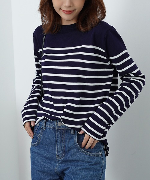 MAISON DE THERESE（メゾン ド テレーズ）の「クルーネックボーダートップス（Tシャツ/カットソー・レディース・ネイビー/ホワイト・MEDIUM）」の2枚目の写真