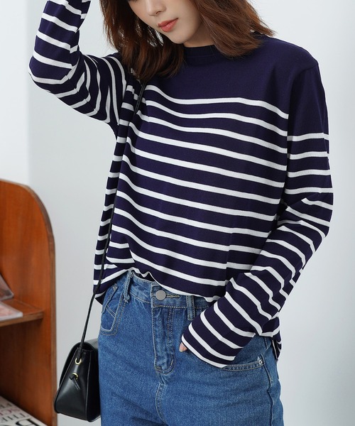 MAISON DE THERESE（メゾン ド テレーズ）の「クルーネックボーダートップス（Tシャツ/カットソー・レディース・ネイビー/ホワイト・MEDIUM）」の4枚目の写真