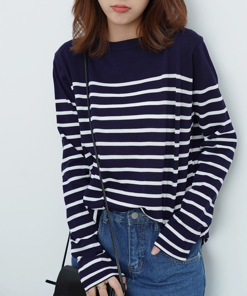 MAISON DE THERESE（メゾン ド テレーズ）の「クルーネックボーダートップス（Tシャツ/カットソー・レディース・ネイビー/ホワイト・MEDIUM）」の6枚目の写真