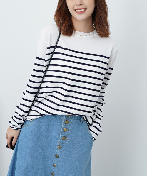 MAISON DE THERESE（メゾン ド テレーズ）の「クルーネックボーダートップス（Tシャツ/カットソー・レディース・ネイビー/ホワイト・MEDIUM）」の8枚目の写真