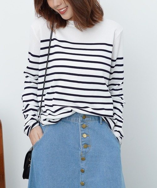 MAISON DE THERESE（メゾン ド テレーズ）の「クルーネックボーダートップス（Tシャツ/カットソー・レディース・ネイビー/ホワイト・MEDIUM）」の9枚目の写真