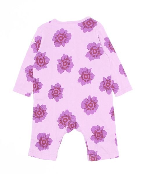 Baabook(ばぶーく)の「フラワー長袖カバーオール(ロンパース・キッズ・パープル/オートミール・70cm/60cm)」の3枚目の写真
