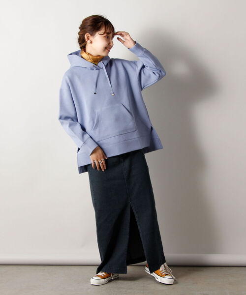 fredy emue（フレディエミュ）の「ダンボールニット フーディ（パーカー・レディース・パープル/ブラウン/アイボリー/グレイッシュブルー・38）」の12枚目の写真