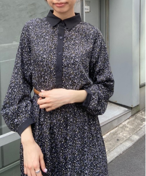 OLIVE des OLIVE（オリーブデオリーブ）の「【人気アイテム再入荷】ベルト付クレリックシャツワンピース（ワンピース・レディース・ブラック/サックスブルー/ブラウン/ダークブラウン/ライトブラウン/スミクロ/グリーン・FREE）」の10枚目の写真