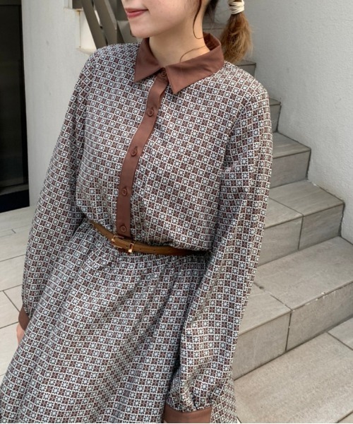 OLIVE des OLIVE（オリーブデオリーブ）の「【人気アイテム再入荷】ベルト付クレリックシャツワンピース（ワンピース・レディース・ブラック/サックスブルー/ブラウン/ダークブラウン/ライトブラウン/スミクロ/グリーン・FREE）」の12枚目の写真