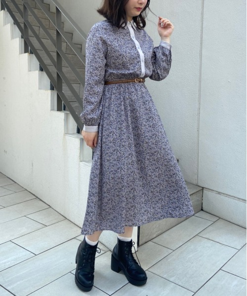 OLIVE des OLIVE（オリーブデオリーブ）の「【人気アイテム再入荷】ベルト付クレリックシャツワンピース（ワンピース・レディース・ブラック/サックスブルー/ブラウン/ダークブラウン/ライトブラウン/スミクロ/グリーン・FREE）」の13枚目の写真