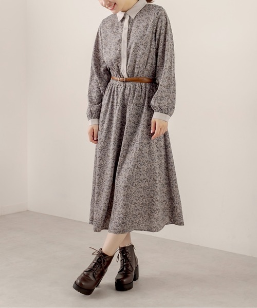 OLIVE des OLIVE（オリーブデオリーブ）の「【人気アイテム再入荷】ベルト付クレリックシャツワンピース（ワンピース・レディース・ブラック/サックスブルー/ブラウン/ダークブラウン/ライトブラウン/スミクロ/グリーン・FREE）」の20枚目の写真