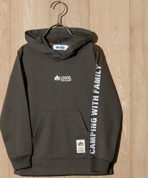 LOGOS（ロゴス）の「【30】〔LOGOS/ロゴス〕 ミニ裏毛バックロゴフードパーカー（Tシャツ/カットソー・キッズ・ネイビー/杢グレー/カーキ・140/150/130/160）」の2枚目の写真