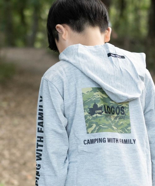 LOGOS（ロゴス）の「【30】〔LOGOS/ロゴス〕 ミニ裏毛バックロゴフードパーカー（Tシャツ/カットソー・キッズ・ネイビー/杢グレー/カーキ・140/150/130/160）」の19枚目の写真