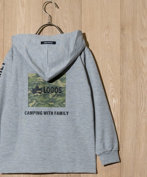 LOGOS（ロゴス）の「【30】〔LOGOS/ロゴス〕 ミニ裏毛バックロゴフードパーカー（Tシャツ/カットソー・キッズ・ネイビー/杢グレー/カーキ・140/150/130/160）」の16枚目の写真