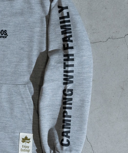 LOGOS（ロゴス）の「【30】〔LOGOS/ロゴス〕 ミニ裏毛バックロゴフードパーカー（Tシャツ/カットソー・キッズ・ネイビー/杢グレー/カーキ・140/150/130/160）」の12枚目の写真