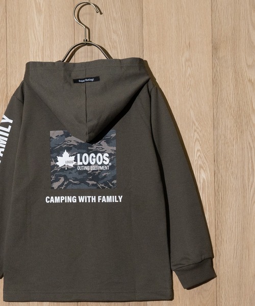 LOGOS（ロゴス）の「【30】〔LOGOS/ロゴス〕 ミニ裏毛バックロゴフードパーカー（Tシャツ/カットソー・キッズ・ネイビー/杢グレー/カーキ・140/150/130/160）」の8枚目の写真