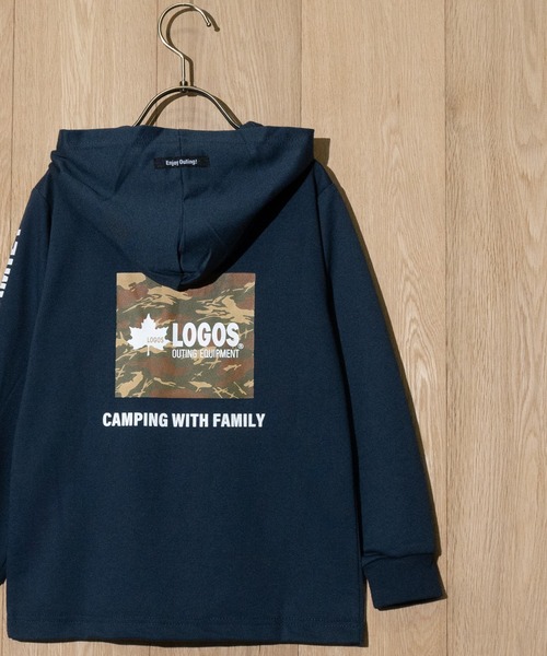 LOGOS（ロゴス）の「【30】〔LOGOS/ロゴス〕 ミニ裏毛バックロゴフードパーカー（Tシャツ/カットソー・キッズ・ネイビー/杢グレー/カーキ・140/150/130/160）」の7枚目の写真