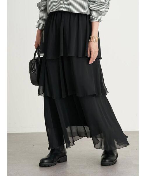 earth music&ecology(アースミュージックアンドエコロジー)の「フリルティアードスカート *(スカート・レディース・ブラック/パープル/ドット・FREE)」の4枚目の写真