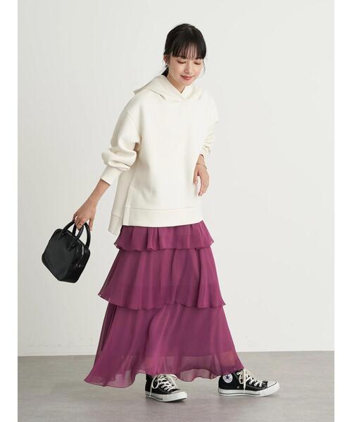 earth music&ecology(アースミュージックアンドエコロジー)の「フリルティアードスカート *(スカート・レディース・ブラック/パープル/ドット・FREE)」の5枚目の写真