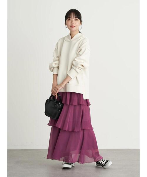 earth music&ecology(アースミュージックアンドエコロジー)の「フリルティアードスカート *(スカート・レディース・ブラック/パープル/ドット・FREE)」の7枚目の写真